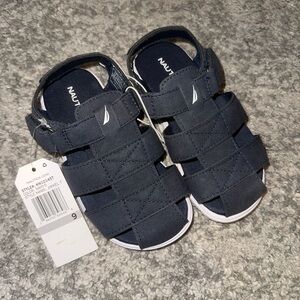 Nautica Kids Navy Blue Closed-Toe Hook-and-Loop Sandals